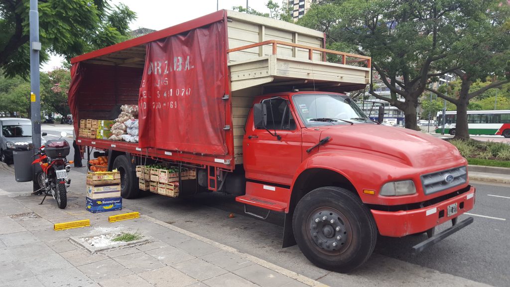 old red ford box truck diesel