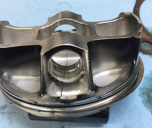 Cracked dirt bike piston
