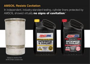 AMSOIL coolant resists liner cavitation.