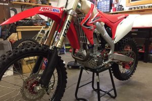 Clean dirt bike after washing. 