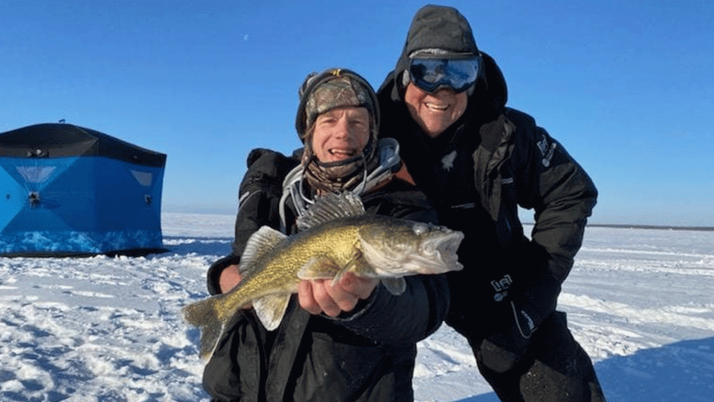 Ice fishing walleye