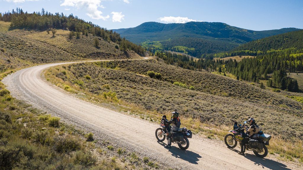 Riding motorcycles in the mountains